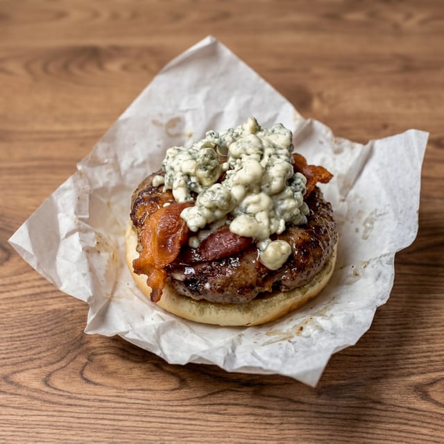 Big Bleu Cajun Burger.